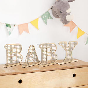 4 lettres en bois pour bébé, décoration rustique pour la maison, lettres de l'alphabet pour la fête prénatale, cadeaux pour nouveau-nés, anniversaires, fêtes pour tout-petits, filles et garçons - Product Image 4