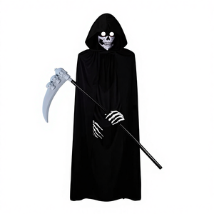 <span class=keywords><strong>Disfraz</strong></span> <span class=keywords><strong>de</strong></span> Halloween <span class=keywords><strong>de</strong></span> Poliéster con Capucha, Túnica y Capa <span class=keywords><strong>de</strong></span> <span class=keywords><strong>Diablo</strong></span> Negro, Estilo Death Scythe, para TV y Cine, Talla Única, Gran Venta - Product Image 4