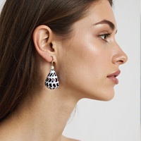 Ensemble de boucles d'oreilles et collier en acier inoxydable avec coquillages coniques hébreux naturels d'Hawaï Conus Ebraeus, bijoux tendance pour femmes