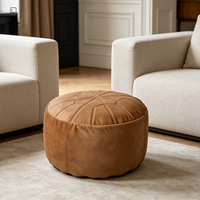 Pouf ottoman compressible en daim Newlanston moderne avec motif soleil couchant, repose-pieds rond rembourré pour salon et chambre à coucher
