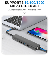 Hub USB-C 7 en 1 avec audio 3,5 mm, HDMI 4K, USB 2.0, USB 3.0, Ethernet RJ45, port de charge PD 100W, adaptateur de type C