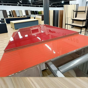 Panneau dur jaune 18mm de MDF de mélamine de style design moderne Panneau de fibres stratifiées UV Armoires de cuisine E2 Formaldéhyde Emission - Product Image 1