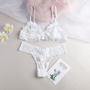 Ensemble soutien-gorge sans couture <span class=keywords><strong>en</strong></span> dentelle pour <span class=keywords><strong>femme</strong></span>, bikini taille basse sans armatures, dos sexy <span class=keywords><strong>en</strong></span> <span class=keywords><strong>V</strong></span> profond, respirant, à bretelles ajustables - Product Image 3