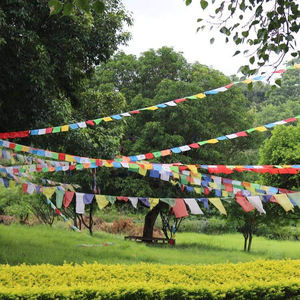 Custom Factory Direct Sales 10*10 Inch Satin Windhorse Lungta Buddhist <strong>Tibetan</strong> Tranquil <strong>Prayer</strong> <strong>Flag</strong> - Product Image 3