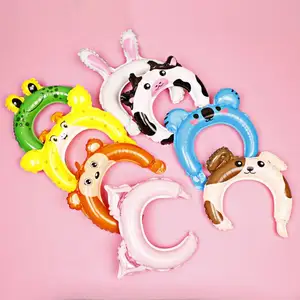2022 детские товары для дня рождения игрушки милые мини животные повязка на голову Мультяшные алюминиевые фольгированные шары по низкой цене