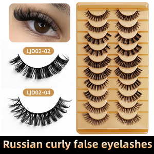 ขนตาปลอมแบบติดเอง 10 คู่ รุ่น Cat Eye Russian Volume D Roll แบบหนา ให้ลุคโดดเด่น ยาวเต็มแถบ ติดซ้ำได้ สีดำเรืองแสง ให้เอฟเฟกต์ 3 มิติ - Product Image 5