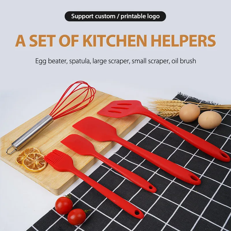 5 piece silicone non-stick heat-resistant dishwasher safe anti-slip utensil set · image 3