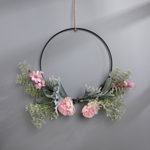 Guirlande de fleurs artificielles CallaFloral, demi-cercle, fleurs roses, feuillage vert, décoration murale, décoration intérieure CF01120 - Product Image 1