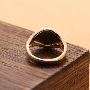 Bague en or massif 14 carats MaiYi, motif cerf, signet animalier, sceau rond gravé avec des cœurs, bijoux raffinés pour filles et garçons - Product Image 2