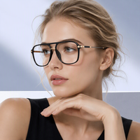 Nouvelle monture de lunettes optiques en métal TR90, style tendance, vente en gros, stock disponible, logo carré personnalisé, monture de lunettes unisexe