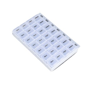 Portapillole in Plastica Gujia con 14 Scomparti, Contenitore Settimanale per Pillole AM/PM con Coperchio - Product Image 2