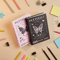 Carnet de notes/agenda créatif Kawaii HE WU A7 imprimé, mini couverture papillon, reliure cousue en fil, 80 pages