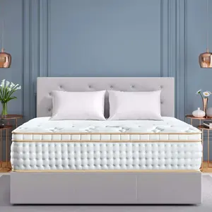 Colchão de dormir ideal matelas, colchão de espuma de poliuretano com mola de bolso para dormir, colchão de espuma de memória de gel de 12 polegadas