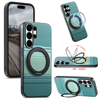 Étui LeYi en fibre de carbone rigide avec texture 360 °   Coque de téléphone portable avec béquille rotative réglable pour Samsung S24 S26 S25 Ultra FE