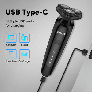 Afeitadora Flotante de Tres Cuchillas de Acero Inoxidable para Rostro, Impermeable, Cuchillas Giratorias, Carga USB Tipo-C, Uso Doméstico, Triple Cuchilla - Product Image 5