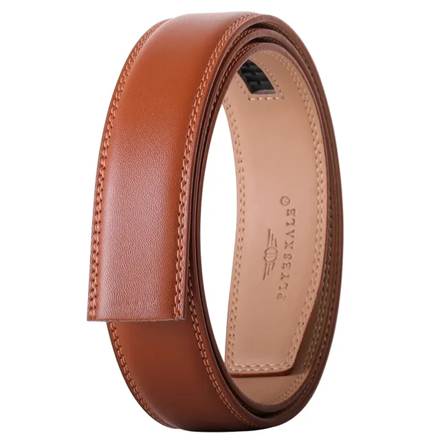 No Buckle 3.5cm Width Cowskin Genuine Leather Belt Men Without Automatic Buckle Strap Male Black Brown Blue Gray White