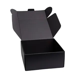 กล่องบรรจุภัณฑ์ลูกฟูกสำหรับใส่เครื่องแต่งกายกล่องบรรจุภัณฑ์แบบเคลือบสีดำขนาดใหญ่พิมพ์โลโก้ตามสั่ง