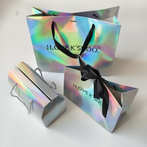 Sac cadeau personnalisé de luxe avec logo, sac à bijoux, sac en papier avec poignée, sac cadeau avec ruban - Product Image 6