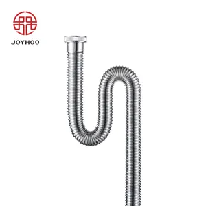 JOYHOO-manguera de drenaje de acero inoxidable cromado, lavabo de baño, tubos flexibles de resorte, trampa para agua, sifón