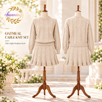 Ensemble jupe et pull 2 pièces pour femme, jupe à volants en tricot torsadé épais
