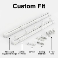 Tringle à rideau télescopique DIY pour la maison, sans découpe, en aluminium, réglable, silencieuse, fluide, 0,65-5,1 m, fixation murale ou plafond, pack complet