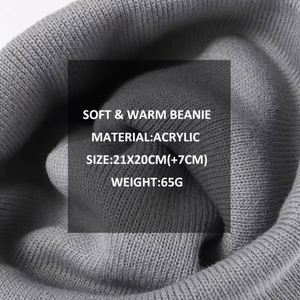 Custom Women <b>Men</b> Soft Warm <b>Winter</b> Unisex Cuffed Knitted Skull Cap Beanie <b>Hat</b> With Woven Label - Product Image 2