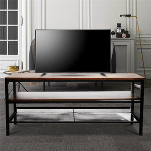 Meuble TV en bois de noyer style industriel avec étagère de rangement pour salon, chambre et bureau - Product Image 2