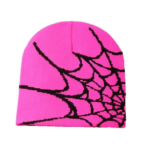 2023 Neue gestrickte Beanies Hut Karikatur-Spinne bestickte Wintermützen gestrickte Bonnette Kappe weiche Wollbeanies für Damenkappe