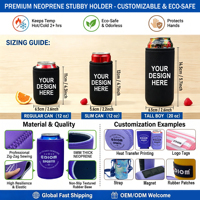Penutup Kaleng Bir Neoprena Kustom dengan Logo untuk Pernikahan, Penahan Kaleng, Pendingin Minuman