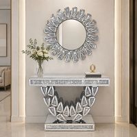 Table console moderne dorée avec miroir pour entrée, couloir, salon, décoration murale, meubles de maison