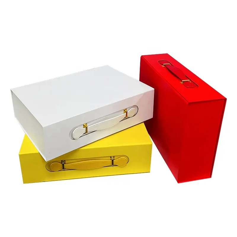 Klaar Om Te Verzenden Luxe Kartonnen Opvouwbare Kleding Cosmetische Magnetische Sluiting Kartonnen Papieren Geschenkverpakking Met Handvat