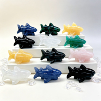 Sculpture de créature marine en pierres précieuses naturelles mélangées, requin de 7 cm, sculptures d'animaux en cristal pour la décoration intérieure et les cadeaux (vente en gros)