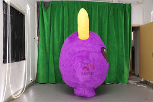 Mostro gonfiabile occhio peloso con corna in vendita, unico occhio grande viola, mostriciattolo per la centrale elettrica Monster Inc. Mascotte 2m 2.6m - Product Image 3