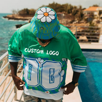 T-shirts amples à col en V personnalisés de haute qualité avec logo imprimé, style hip-hop, coupe ample, pour hommes, jersey tricoté pour le basketball, le football et le soccer