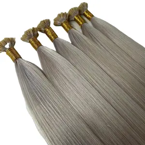 Straight Keratin 10 to 26 inch Virgin Unprocessed Cuticle Aligned Flat Tip Stick Pre Bonded Human Hair Extensions Flat Tip