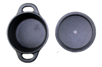 Mini cocotte en fonte avec couvercle, petite marmite en fonte pré-culottée, double poignées, compatible four, pour cuisson, soupes et ragoûts