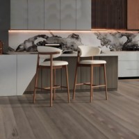 Tabouret de bar design moderne minimaliste en bois de frêne massif pour îlot de cuisine et restaurant