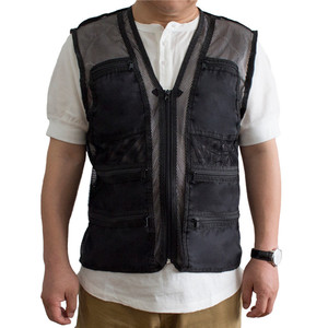 Gilet de pêche noir en maille à séchage rapide, style tactique, pour usage extérieur estival - Product Image 1