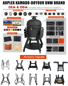 Barbecue <span class=keywords><strong>Kamado</strong></span> en céramique Auplex Epicure Series 22 pouces, fumoir au charbon de bois, grande taille pour cuisine extérieure - Product Image 5