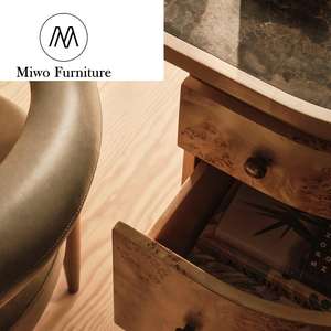 Meubles de luxe modernes pour bureaux à domicile Burl Wooden Boss Executive Computer Reception Study Writers With Drawers Marble Top - Product Image 3