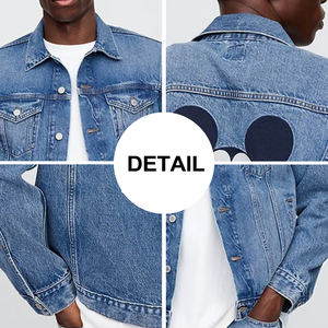Chaqueta Vaquera de Mezclilla para Hombre, de Alta Calidad, Personalizada, Estilo Urbano, Desgastada, con Letras Bordadas, Informal - Product Image 6