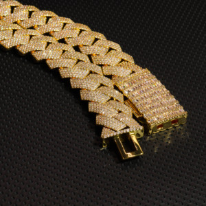 <span class=keywords><strong>Collier</strong></span> chaîne maille cubaine Miami sertie de moissanite VVS couleur D avec certificat GRA, épaisseur 20 mm, plaqué or - Product Image 4