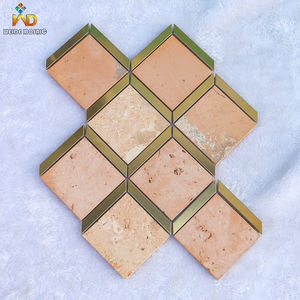 Mosaïque en terre cuite et acier inoxydable, mosaïque en métal et argile pour la décoration des murs et des sols, design rustique moderne - Product Image 1