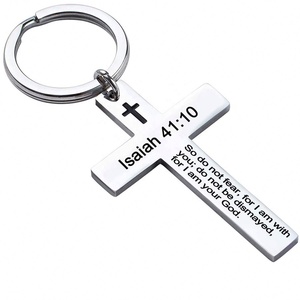 Llavero con Cruz Cristiana, Llavero con Versículo Bíblico de Acero Inoxidable, Llaveros con Versículos Bíblicos, Joyería Religiosa con Oración de Jesús, Regalos Religiosos para Bautizo - Product Image 4