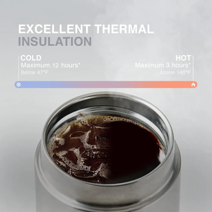 Bouteille isotherme à double paroi en acier inoxydable avec poignée en silicone, tasse de voyage pour café, gourde pour boissons chaudes et froides - Product Image 4