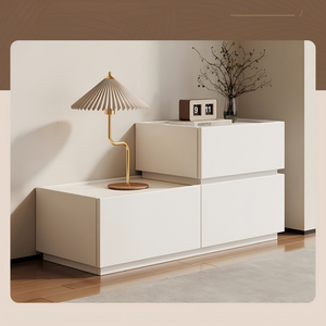 XHA Adjustable Luxury Nordic Cream Style White Nightstand Modern Minimalist Bedroom Storage - Product Image 5