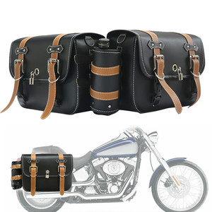 <span class=keywords><strong>Sacoche</strong></span> de moto universelle gauche droite en cuir PU, outil latéral de voyage, paquet de bagages, selle pour Honda/Suzuki/Kawasaki/Yamaha - Product Image 2
