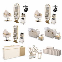 Ensemble de mobilier de salon, équipement de salon de beauté, chaise de coiffure, miroir, chariot, lit de lavage, bureau de réception