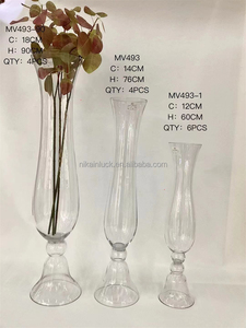 NIKA Wedding Centerpieces Props <strong>Clear</strong> Glass Flared <strong>Vases</strong> Table Event Party Stage Decoration Trumpet <strong>Vase</strong> - Product Image 4