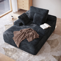 VOXHOME US Envío Directo Apartamento Sala de estar Vacío Comprimido Negro Sofá individual Salón de lectura Sofá cama sin hueso de pana
